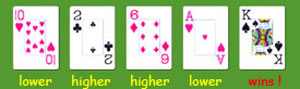 higher lower card game for kids