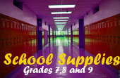School Supplies for grades 7, 8 and 9